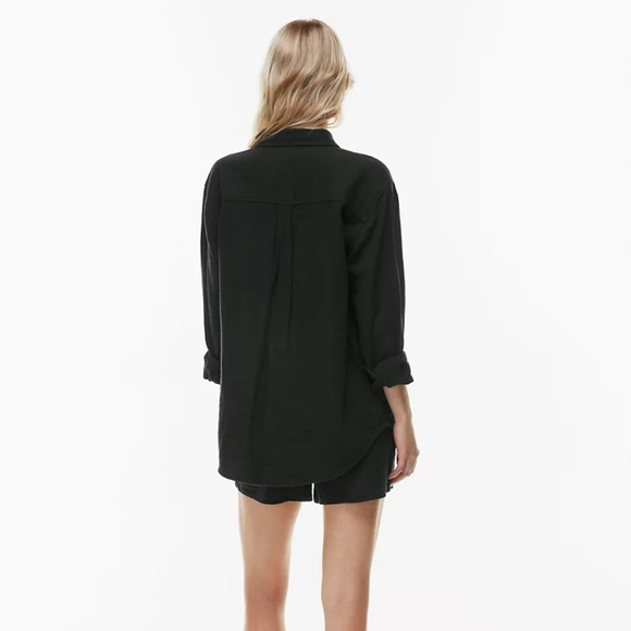 Aritzia Little Moon Sail Button-down Shirt in Black 100% organic gauzy cotton - Picture 5 of 8
